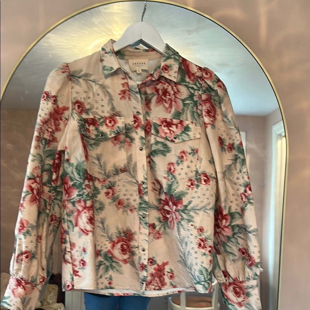Sézane Floral Button-Up Shirt